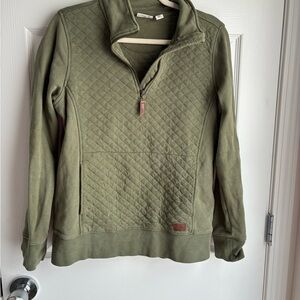 L.L. Bean Women's Olive Green Quilted Pullover